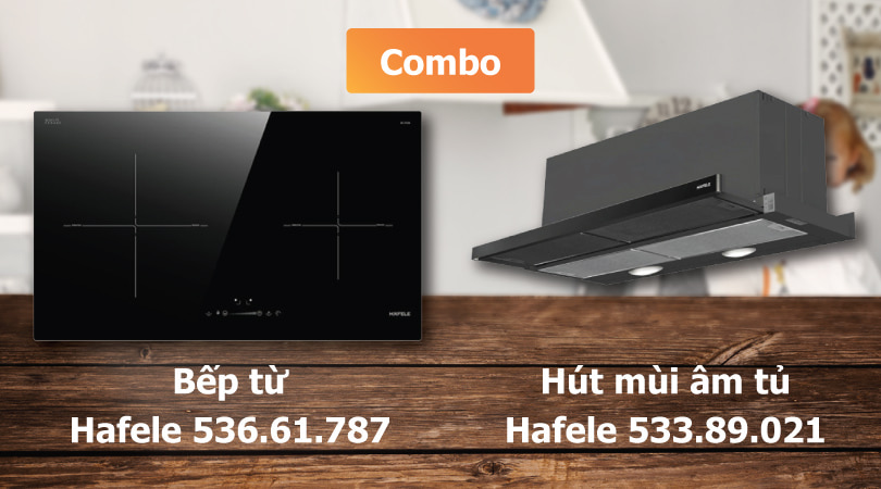 Combo bếp từ Hafele 536.61.787 và hút mùi âm tủ Hafele 533.89.021